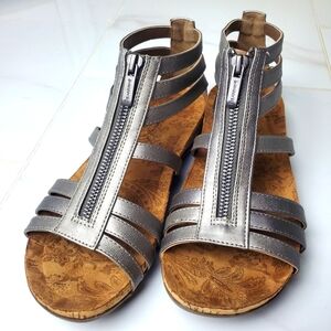 Pewter Metallic BearPaw Zip Sandals L7